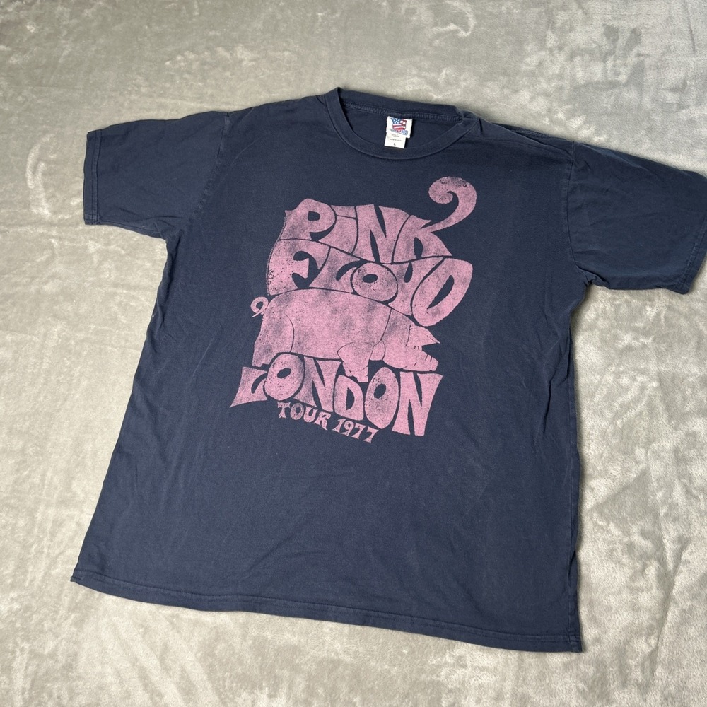 Vintage Pink Floyd "Animals Tour 1977" T-Shirt L – Junk Food LA, Black Cotton